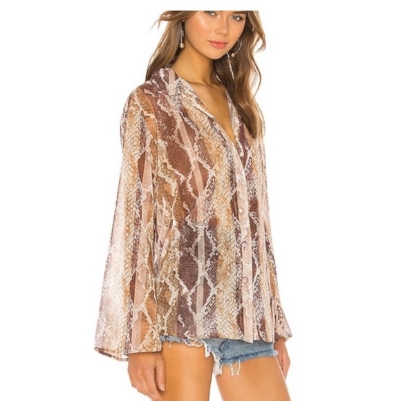 House of Harlow 1960 x Revolve Marley Shirt Striped Python Snake print size m - Picture 3 of 7